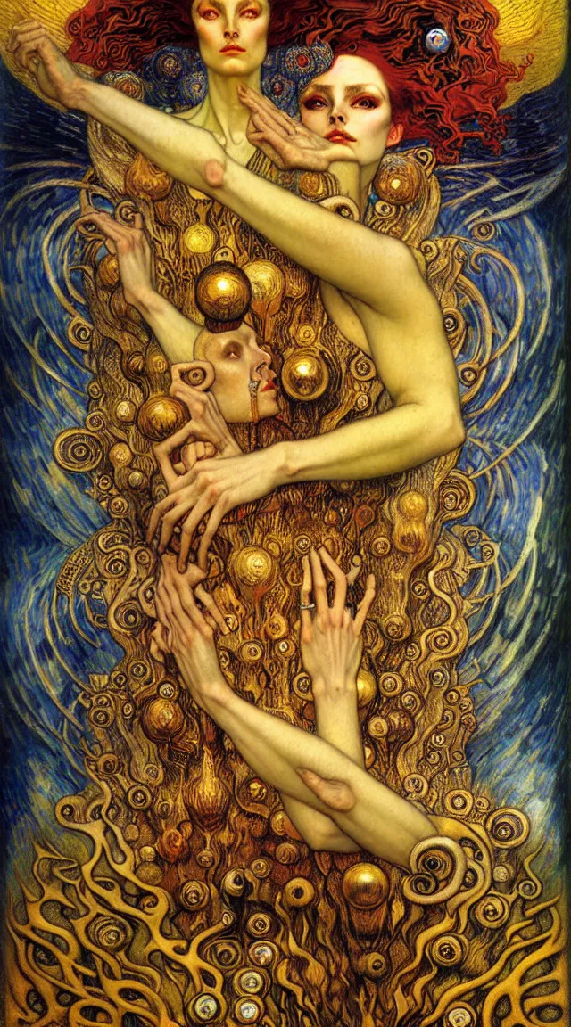 Image similar to Divine Chaos Engine by Karol Bak, Jean Delville, William Blake, Gustav Klimt, and Vincent Van Gogh, symbolist, visionary