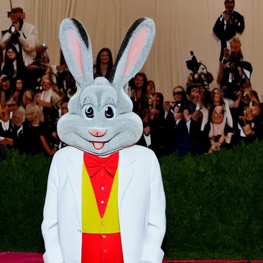 Image similar to photo of bugs bunny at the met gala