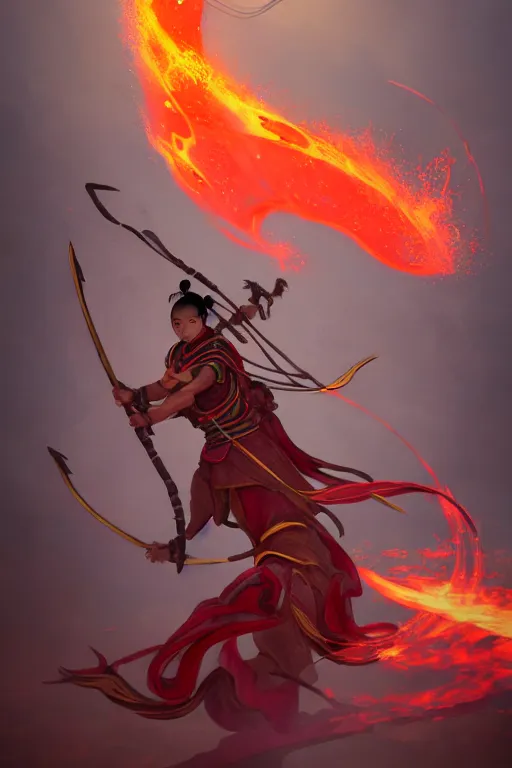 Prompt: nezha flies around swiftly on his wind flame circles in ruin chinese city, chinese mythology, sharp focus, cinematic, fantasy character portrait, highly detailed, by new gods : nezha reborn, nezha : birth of the demon child, trending on artstation, concept art, flame everywhere,