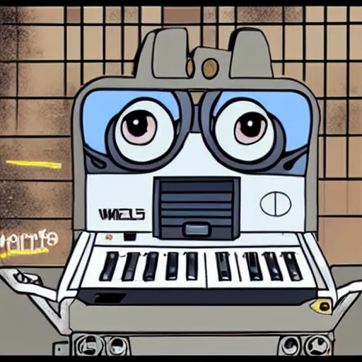 Image similar to wall - e as a commodore 6 4