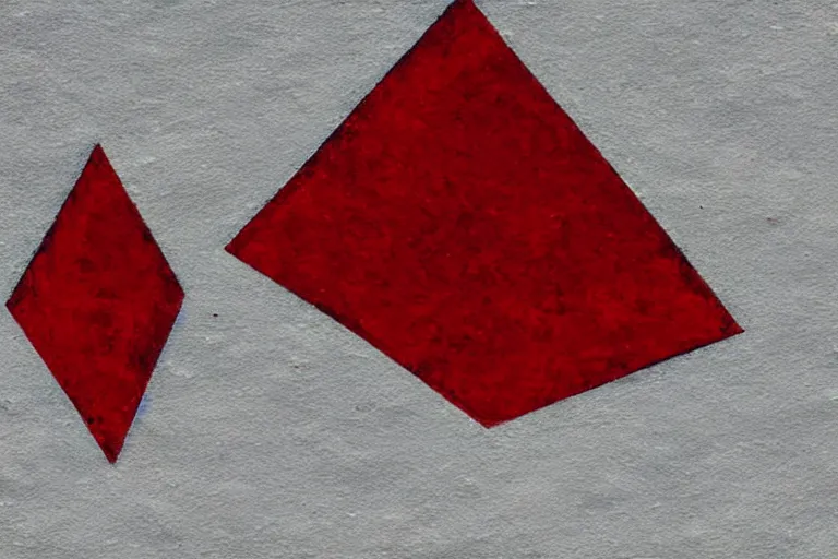 Prompt: “ a triangle of vermillion on a landscape of salt flats. photorealistic. award winning ”