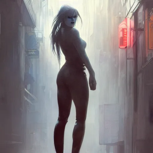 Prompt: billie eilish, hyperrealistic full figure, bladerunner street alley, art of elysium by frank frazetta and by jeremy mann and by alphonse mucha, fantasy art, photo realistic, dynamic lighting, artstation, full figure poster, volumetric lighting, very detailed face, 4 k, award winning