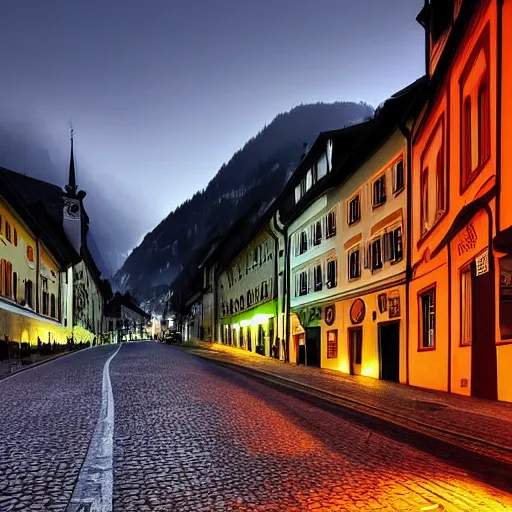 Prompt: streets of austria at dawn, award winning photograph, pinterest