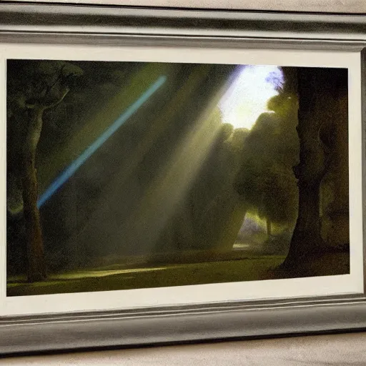 Image similar to rays of light diffracted through prism, by camille corot
