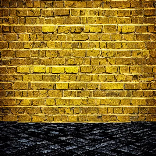 Prompt: a lonely yellow brick surrounded by black bricks, photorealistic, photography, vignette, very detailed, 4 k