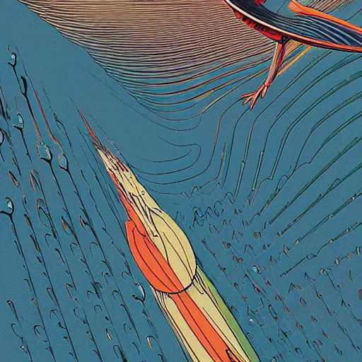 Image similar to A bird's-eye view futurism by jean giraud detailed illustration