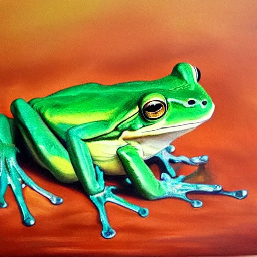 Prompt: frog, oil painting