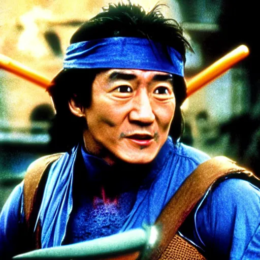 Prompt: Jackie Chan in the 1990s film Teenage Mutant Ninja Turtles, film still, photo