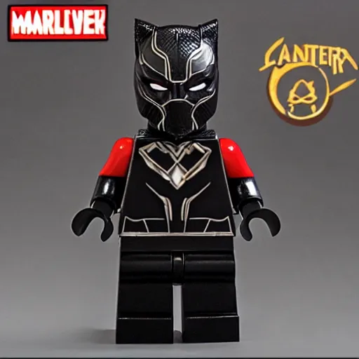 Image similar to marcus garvey cosplay black panther, lego vinyl action figure, plastic, toy, butcher billy style