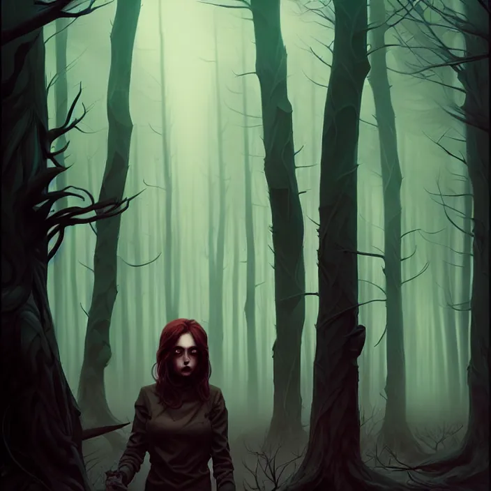 Prompt: style artgerm, joshua middleton, tim jacobus, scary wendigo, in the forest, detailed, dark and foggy, cinematic lighting