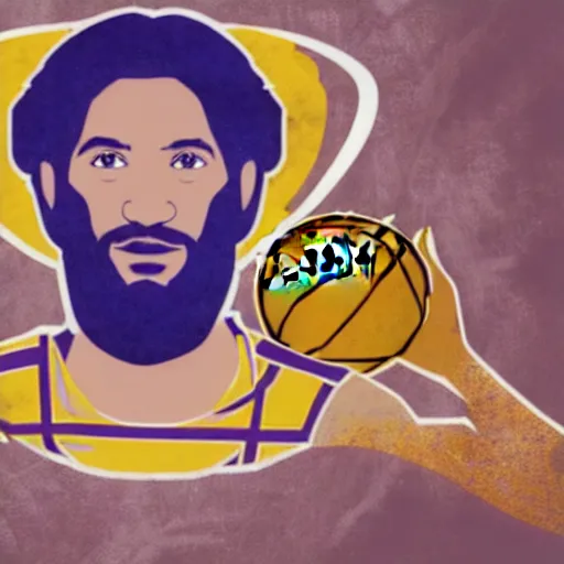 Image similar to Logo of Jesus playing with the LA Lakers