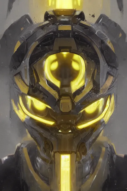 Image similar to portrait Keetongu bionicle eye in the center of his face yellow by Greg Rutkowski