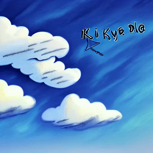 Image similar to kyle is a hoe written in the clouds, highly detailed sky clouds shot, hyper realistic