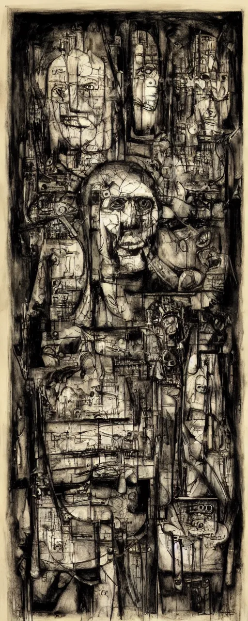 Image similar to user manual of the creator, by bernard buffet and stephen gammell and emil nolde, 8 k, trending on artstation