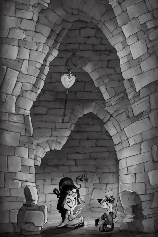 Prompt: a beautiful painting by stone fantasy arch on a black and white checkered ground inside the palace, artstation, brian kesinger,