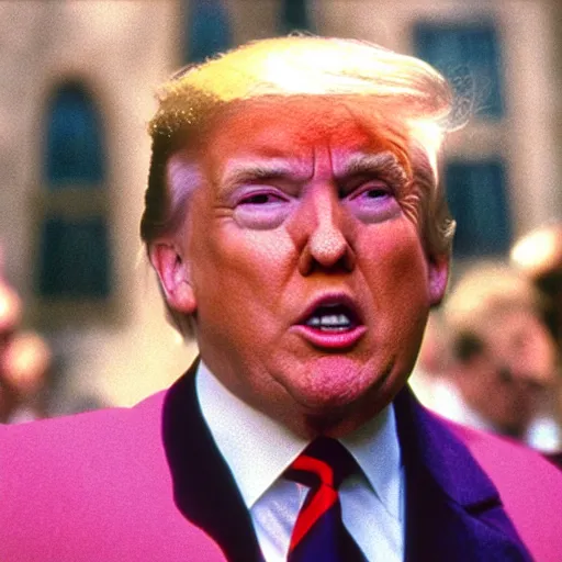 Image similar to a low angle film still of donald trump as a professor in harry potter