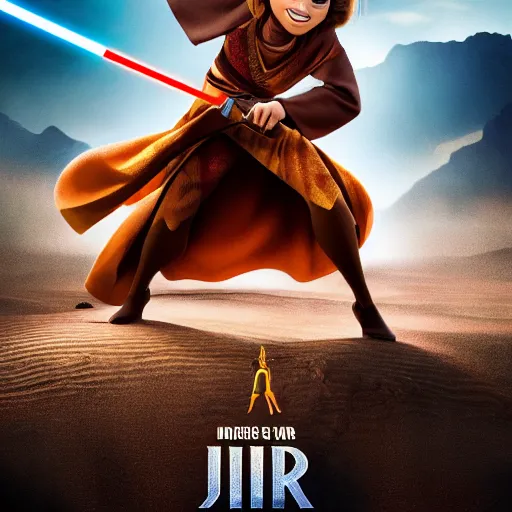 Prompt: a pixar movie tigress as a jedi templar, beautiful portrait photo, cinematic, very sharp and detailed, 4k hdr, beautiful background
