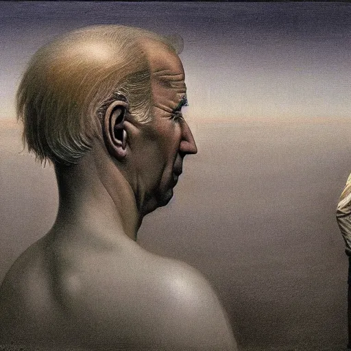 Prompt: Joe Biden. Regret. Zdzisław Beksiński