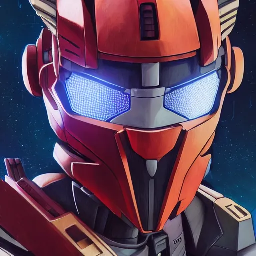 Image similar to a portrait of a stunning beautiful predator gundam pilot, with an intricate, detailed, urban inspired hiphop afro futuristic helmet, vector behance hd jesper ejsing, rhads, makoto shinkai, lois van baarle, ilya kuvshinov, rossdraws, hd, 3 2 k, ilya kuvshinov, gustav klimt