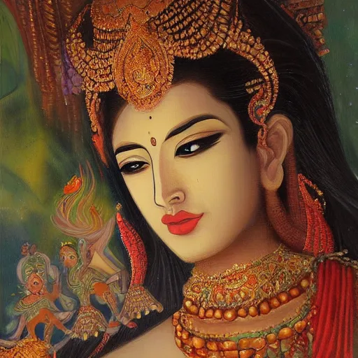 Prompt: the oil painting of Apsaras by Zeng Hao