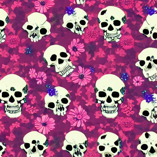 Image similar to skulls : : 3 flowers : : 2 explosions : : 8 k