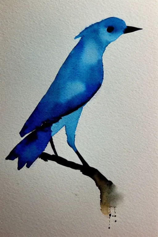 Prompt: minimalist watercolor art of a jay bird in the style of raissa oltmanns