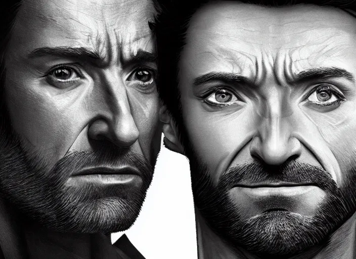 Image similar to portrait of Hugh Jackman as Wolverine, cinematic lighting, BACKLIGHTING, artstation