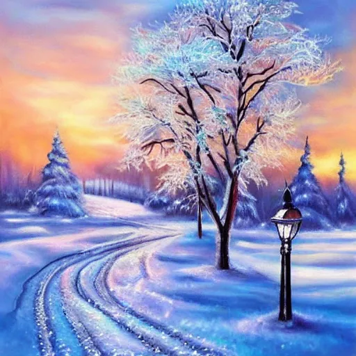Prompt: winter wonderland, beautiful realistic painting