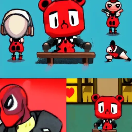 Image similar to deadpool as a character in animal crossing