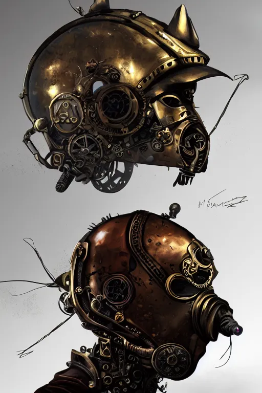 Image similar to steampunk helmet fantasy art mask robot ninja stylized digital illustration sharp focus, elegant intricate digital painting artstation concept art global illumination ray tracing advanced technology chaykin howard and campionpascale and cooke darwyn and davis jack