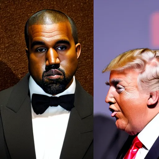 Prompt: a photo of Kanye with donald trump hair