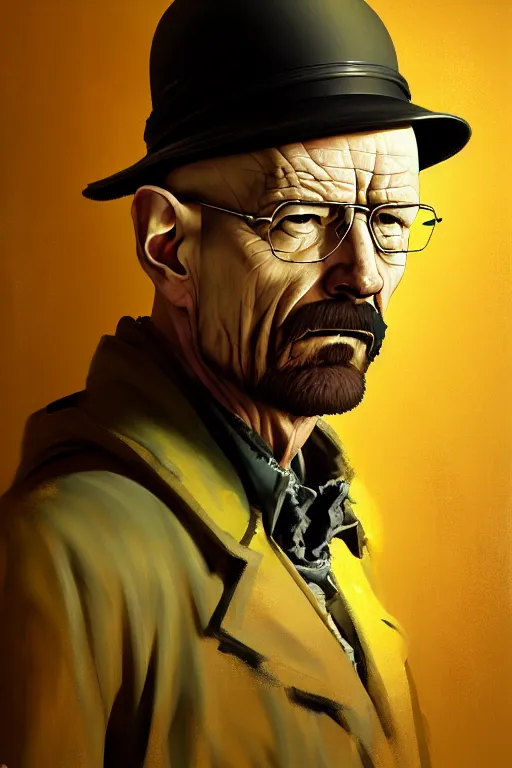 Image similar to baroque oil painting of key visual portrait concept art of walter white in battlefield 1, brutalist, dark fantasy, rule of thirds golden ratio, fake detail, trending pixiv fanbox, acrylic palette knife, style of makoto shinkai studio ghibli genshin impact jamie wyeth james gilleard greg rutkowski chiho aoshima