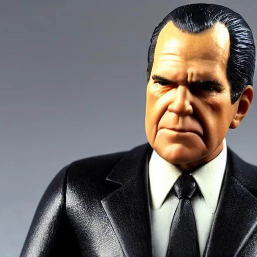 Prompt: richard nixon action figure, product photo, studio lighting, new in box