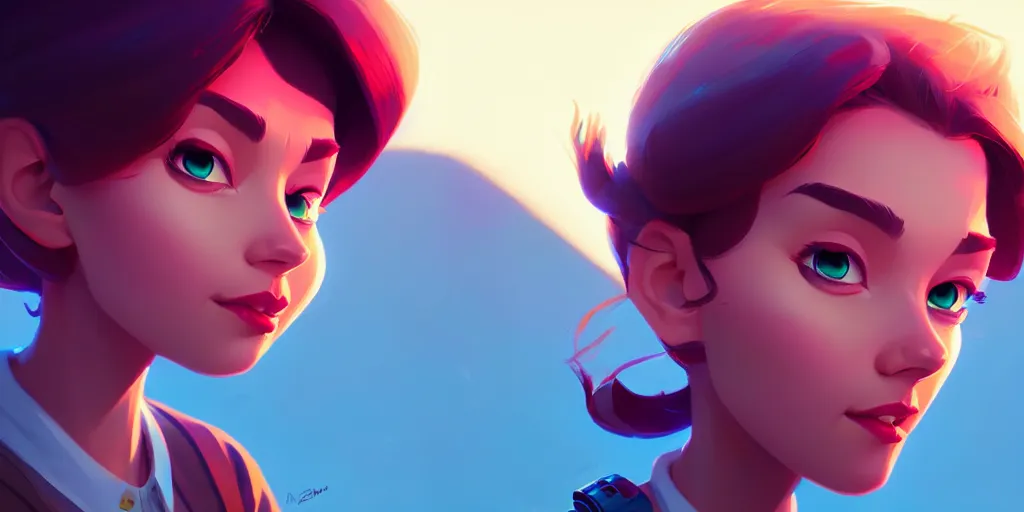 Image similar to low angle portrait of tiazinha, tepainting concept Blizzard pixar maya engine on stylized background splash comics global illumination lighting artstation lois van baarle, ilya kuvshinov, rossdraws