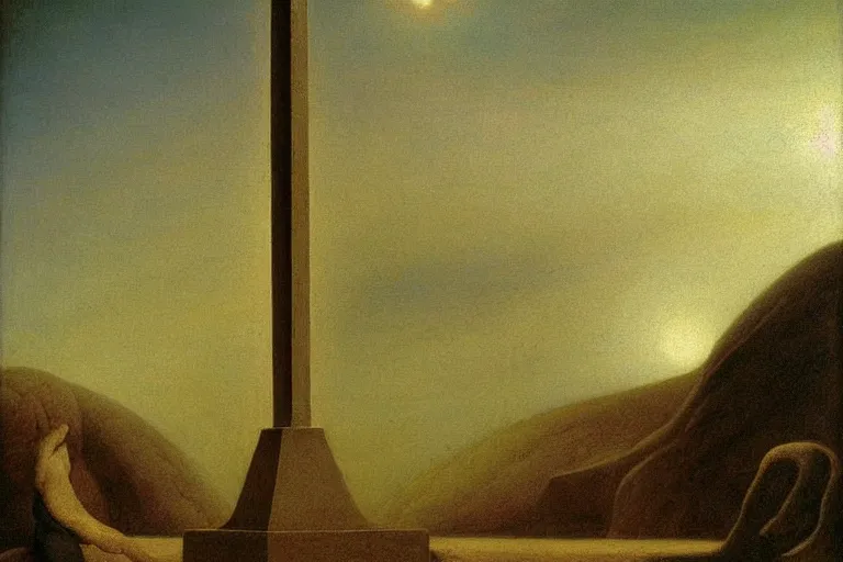 Prompt: the white obelisk the serpent and the black obelisk, oil on canvas, high detail, by odd nerdrum