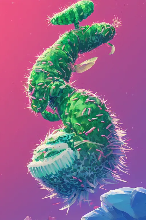 Image similar to 3 d render creature animal sushi cristal very big eye roots cactus elemental flush of force nature micro world fluo fishscale, comics gta 5 cover, official fanart behance hd artstation by jesper ejsing, by rhads, makoto shinkai and lois van baarle, ilya kuvshinov, ossdraws