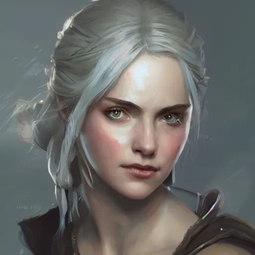 Image similar to ciri from withcer, paint by greg rutkowski