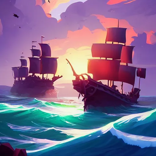 Image similar to painting treasure on sea of thieves game smooth median photoshop filter cutout vector, behance hd by jesper ejsing, by rhads, makoto shinkai and lois van baarle, ilya kuvshinov, rossdraws global illumination