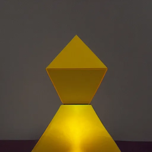 Prompt: yellow lamp, by paolo uccello, subdimensional, scutoid, happy