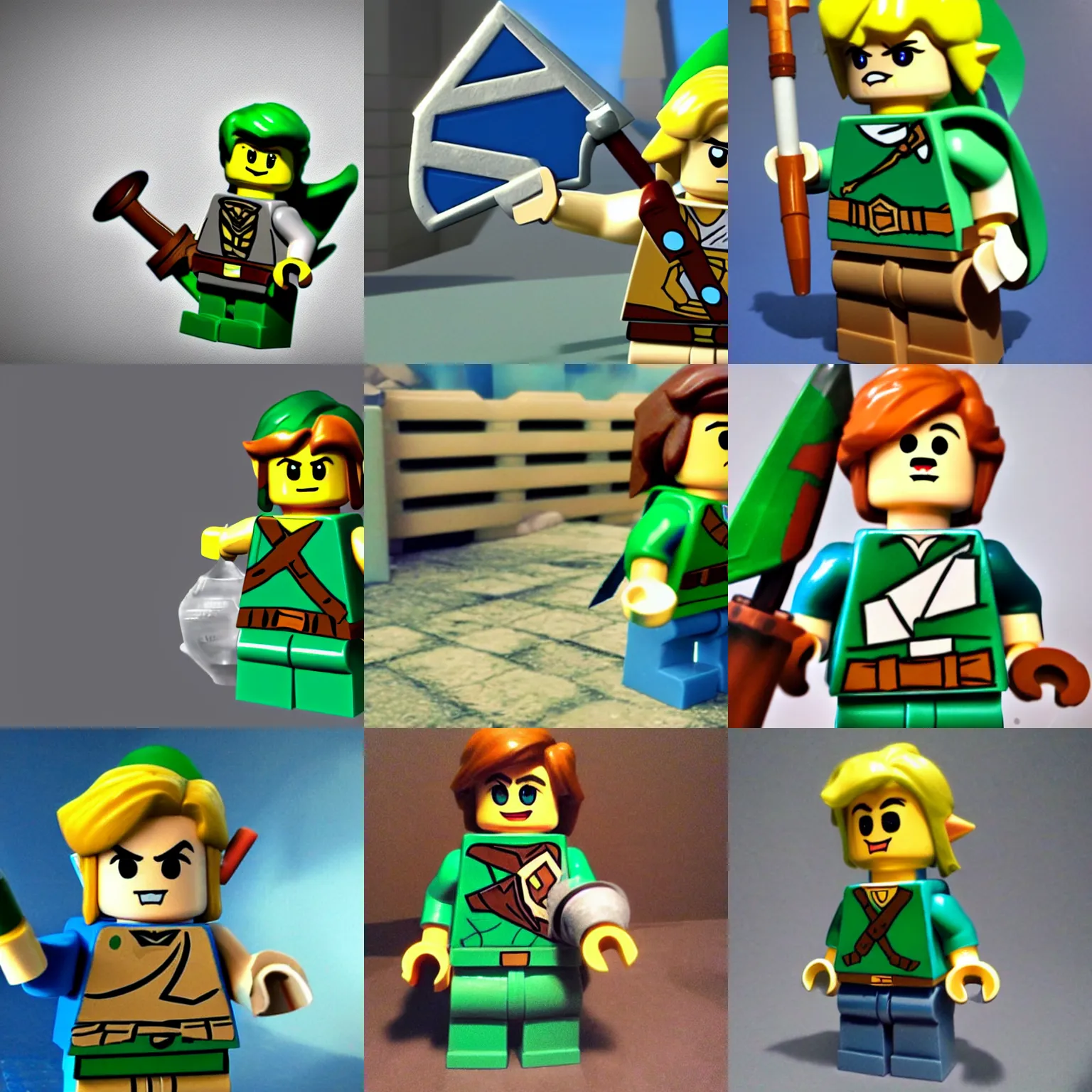 Prompt: link from the legend of zelda, lego movie style