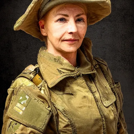 Prompt: portrait of military woman, rembrandt lighting, award-winning digital art 4k