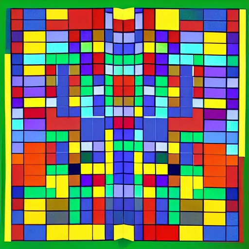 Image similar to an abstract picture a 64 coloured squares arranged in a 8x8 grid, ellsworth kelly, artstation