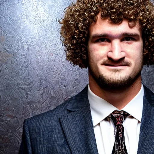 Image similar to Ben Askren, wearing an ornate suit, intricate painting, highly detailed