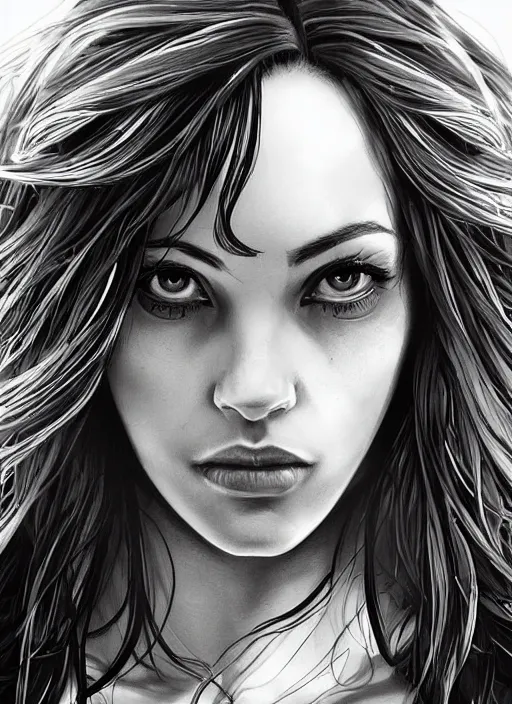 Image similar to up close portrait of a beautiful woman in black and white, art by diego fazio and diegoKoi and oscar Ukono, concept art, sharp focus, artgerm, 8k highly detailed