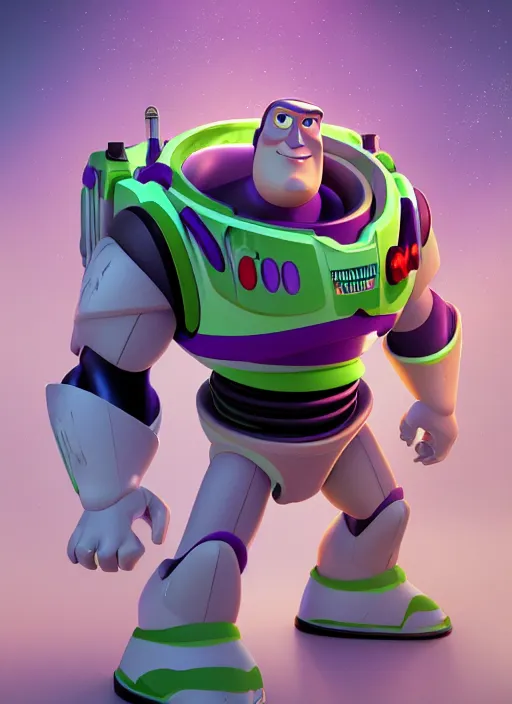 Image similar to buzz lightyear, au naturel, hyper detailed, digital art, trending in artstation, cinematic lighting, studio quality, smooth render, unreal engine 5 rendered, octane rendered, art style by klimt and nixeu and ian sprigger and wlop and krenz cushart