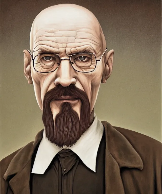 Image similar to portrait of Saruman as Walter White in Breaking Bad, lowbrow painting by Mark Ryden