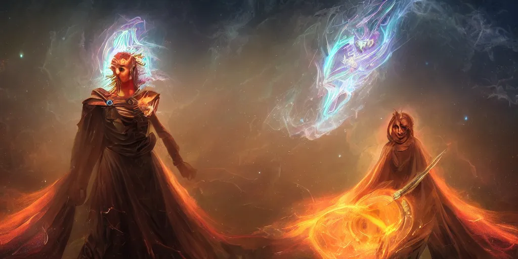 Prompt: cosmic mage, fantasy apocalypse, digital art, 4 k