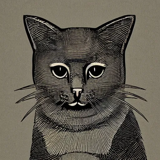 Image similar to cat woodcut print by Samuel Jessurun de Mesquita