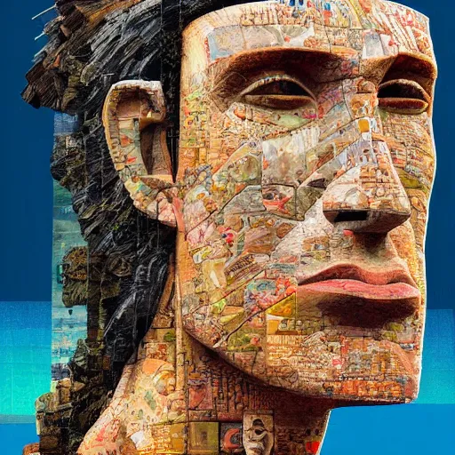 Prompt: a portrait of an easter island head of weird al yankovic by sandra chevrier, by jon foster, detailed render, epic composition, natural landscape background, 4 k realistic, cryengine, realistic shaded lighting, sharp focus, masterpiece, by enki bilal