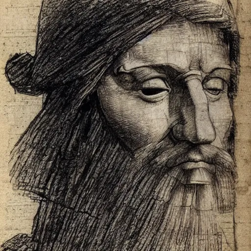 Prompt: sketch of a man face by leonardo da vinci